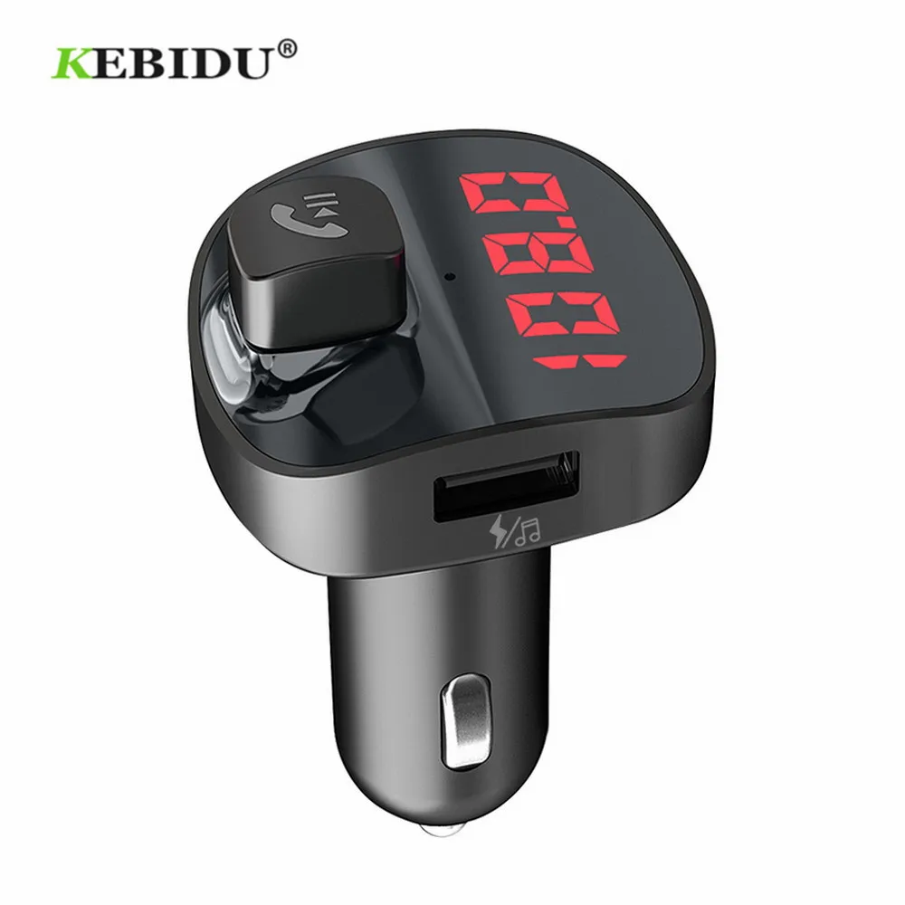 Автомобильный комплект KEBIDU Handsfree Bluetooth 4,2, зарядное устройство для телефона с двумя usb-портами, fm-передатчик, стерео аудио приемник, TF u-диск, тестер напряжения