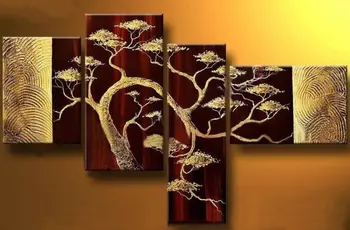 

Hand-Painted Modern Tree Painting 4 Pieces Abstract Group Paintings Home Decor Wall Art Home Decorative Painting