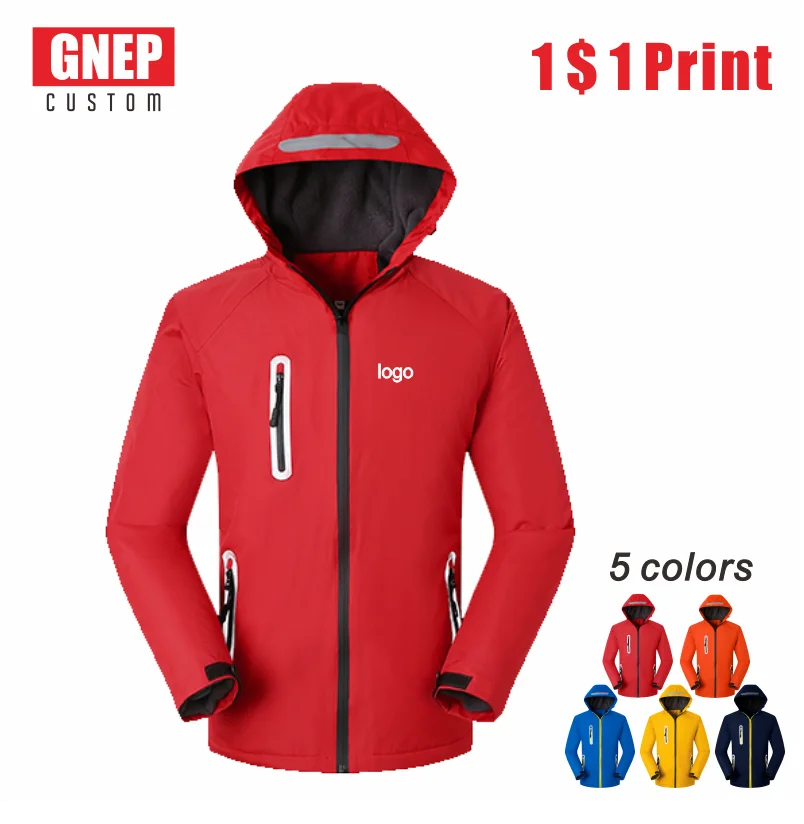 

Reflective Zipper Jacket Custom Logo Winter Warm Hooded Sweatshirt Outdoor Cold-Proof Mountaineering Clothes Fashion Windbreaker