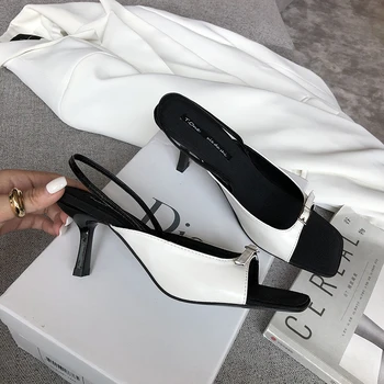 

Fashion Women Sandals Open Toe Buckle Design Slingback Back Strap Thin High Heels Sandals Purple Sandals Elastic Band Slides