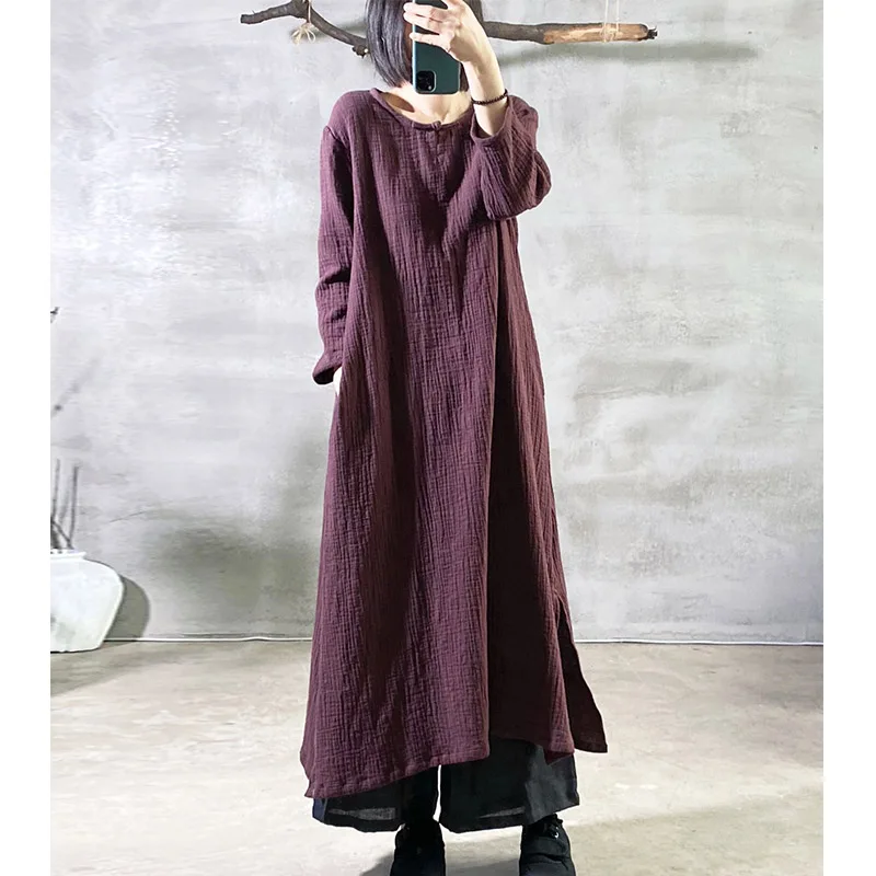 Женское платье в стиле ретро с круглым вырезом и длинным рукавом | Женская одежда