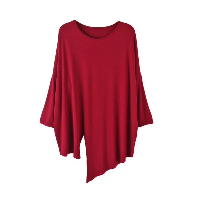 Women Split Solid Color Round Collar Long Sleeve Top Breathable Costumes for Dancing TS95