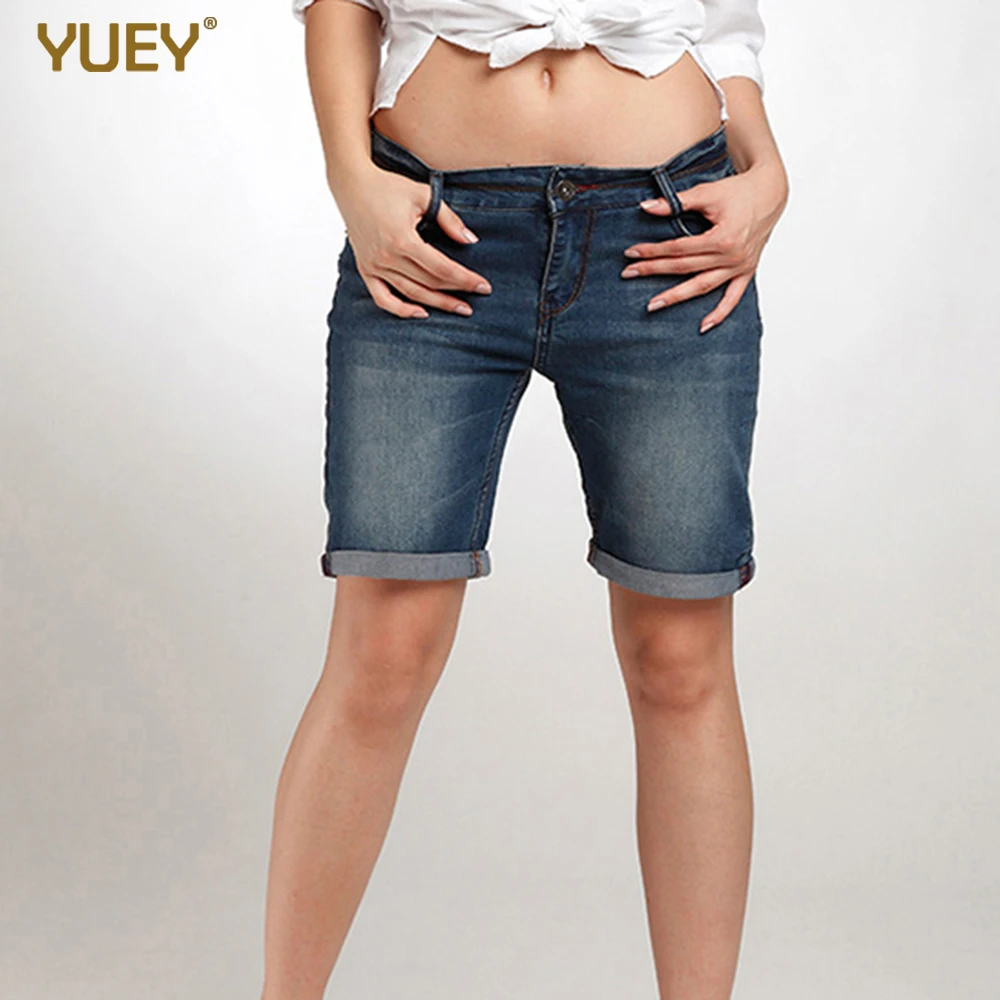 elastic band jean shorts