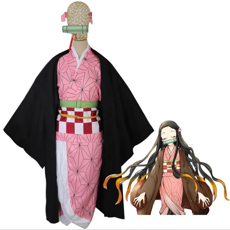 Disfraz De Anime Demon Slayer Nezuko Para Mujer No Yaiba Kimetsu Disfraces De Halloween Kimono Para Chicas Vestido Chaqueta Peluca Y Accesorios Aliexpress