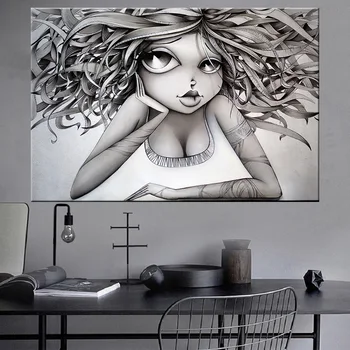 Abstract Girl Wall Art Painting Printed on Canvas 2