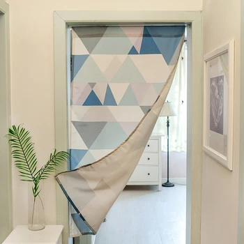 

1PC Waterproof Nordic Style Door Curtain Polyester Cotton Fabric Geometric Printed Curtains Simple Kitchen Bedroom Half Curtain