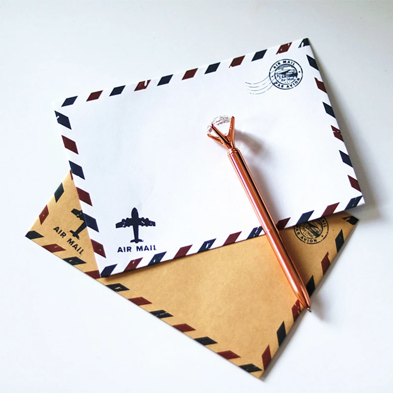 Kraft Air Mail envelopes, white wedding envelopes,Brown Paper Envelope,Invitation envelopes, vintage airmail packing 50pcs/lot