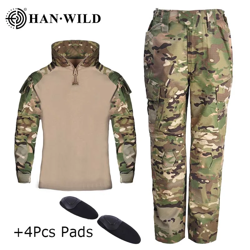 Outdoor t Shirt Long Field Camping Hunting Combat Uniform Sport Tactical Shirt Pants Kid Camo Training Clothes Suit Kids 3