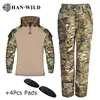 Outdoor t Shirt Long Field Camping Hunting Combat Uniform Sport Tactical Shirt Pants Kid Camo Training Clothes Suit Kids 3