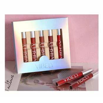 

New 5 Pcs Matte Lip Gloss Non-Stick Cup Liquid Lipstick Set Long Lasting Waterproof Lip Gloss Non-stick Lipstick