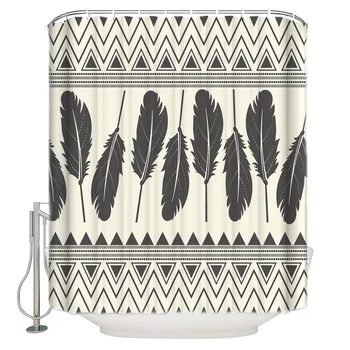 

Waterproof Polyester Fabric Shower Curtain Vintage Feathers Shower Curtain