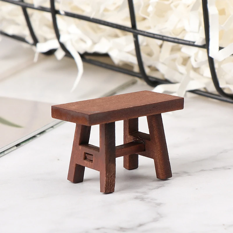 1Pc Mini Retro Bench Woodeen Kruk Stoel Meubels Model Speelgoed Voor Poppenhuis Decoratie 1:12 Miniatuur Accessoires | Игрушки и хобби