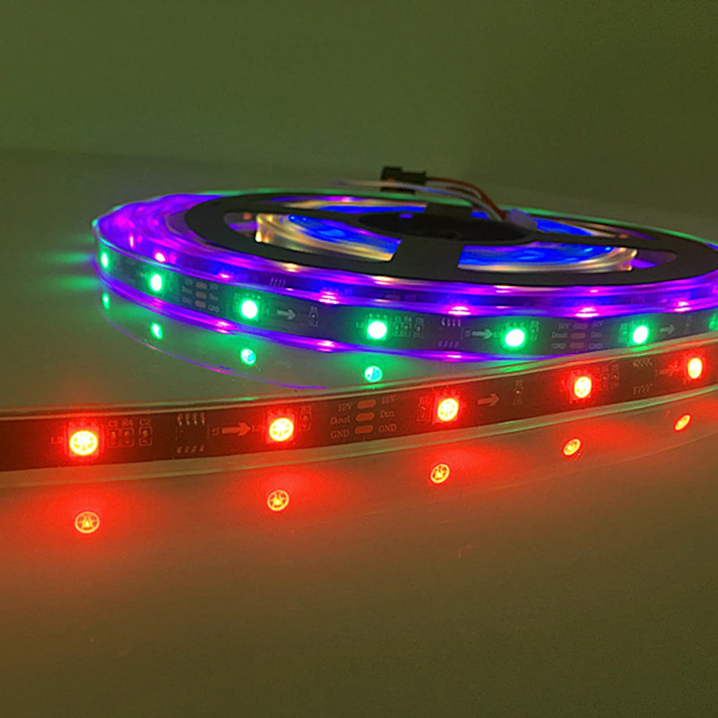 ICOCO 5 м 150/300 светодиодный s WS2811 5050 SMD 12 В водонепроницаемый черный/белый PCB RGB светодиодный светильник для телевизора, Вечерние Декорации