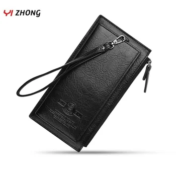 

YIZHONG Long Wristlet Wallets for Men Casual Leather Purses Large Capacity Phone Coin Pocket Card Holder Clutch Wallet Carteras
