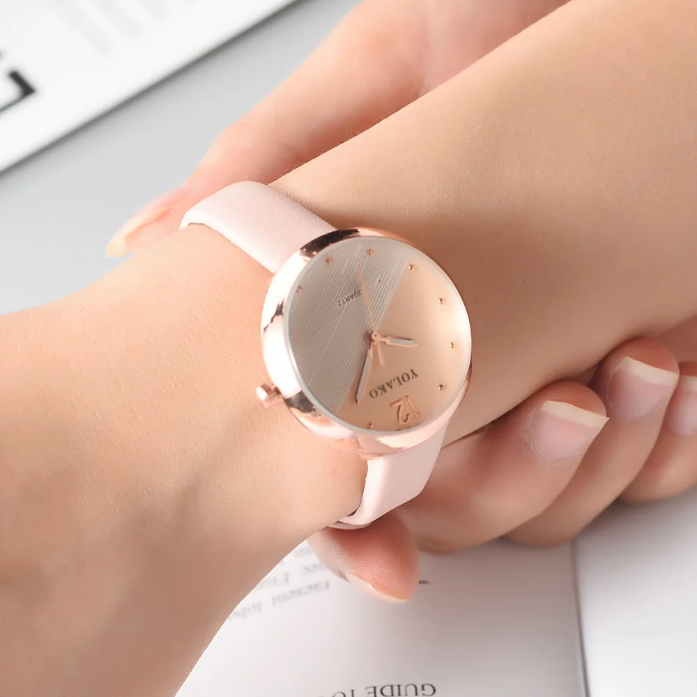 

Simple Women Watches Ladies Creative Watch Individual Double-color Watch Dial Leisure Watch Simple Digital Belt Quartz Clock