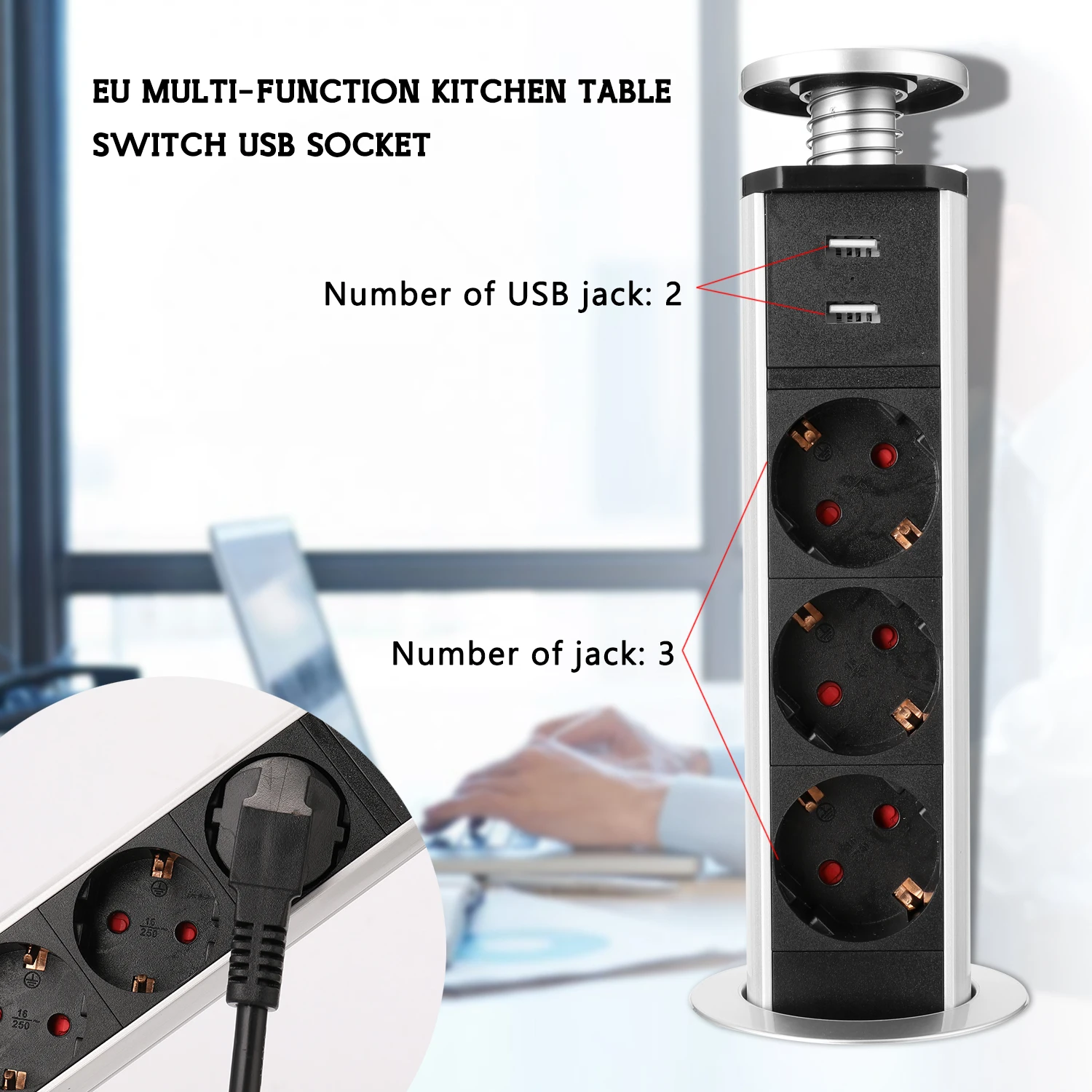 

Hot New Multifunctional USB Socket Waterproof Cabinet Hidden Intelligent Lifting Office Socket Kitchen Table Switch