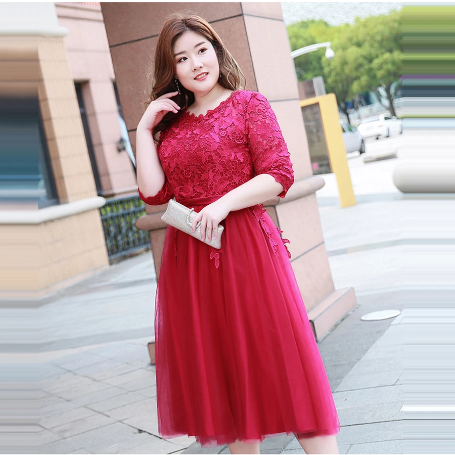 Skyyue вечернее платье с круглым вырезом и коротким рукавом Robe De Soiree, женские вечерние платья больших размеров, одно плечо формальных платьев, T050