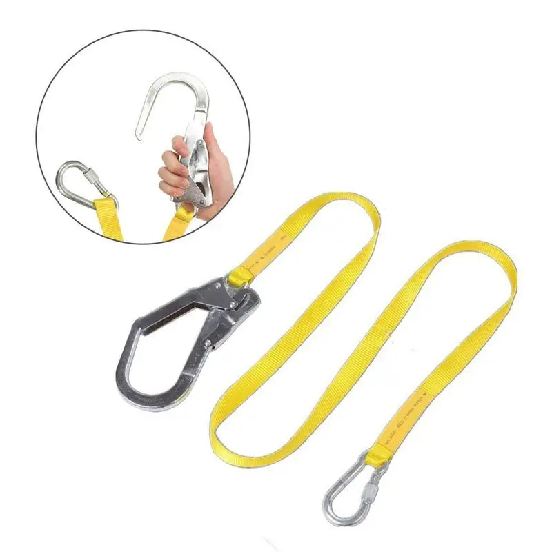 Outdoor Climbing Harness Belt Lanyard Fall Rope with Large Snap Hooks Carabineer HUBLEVEL Safety Lanyard 