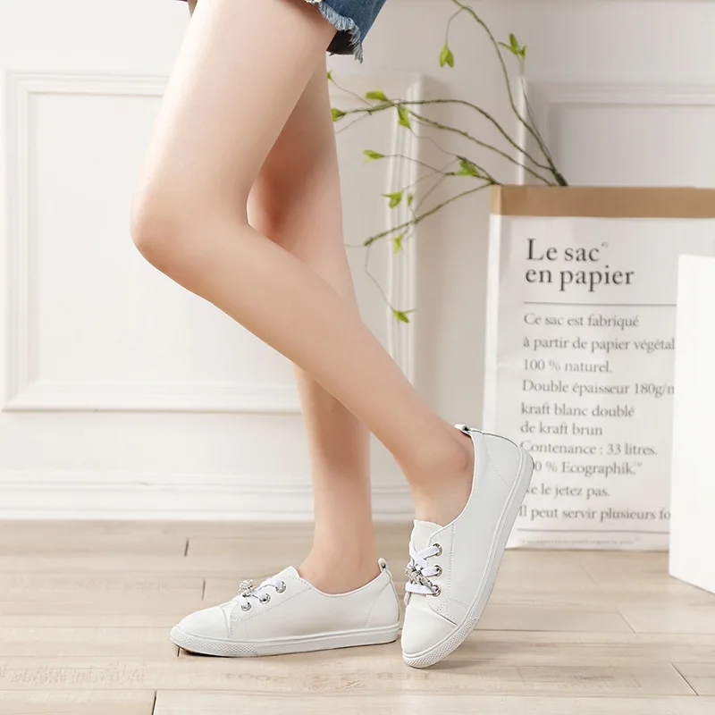 

White Shoes Women's 2020 Spring And Summer New Style Genuine Leather Korean-style Online Celebrity Street Snap Versatile Fashion