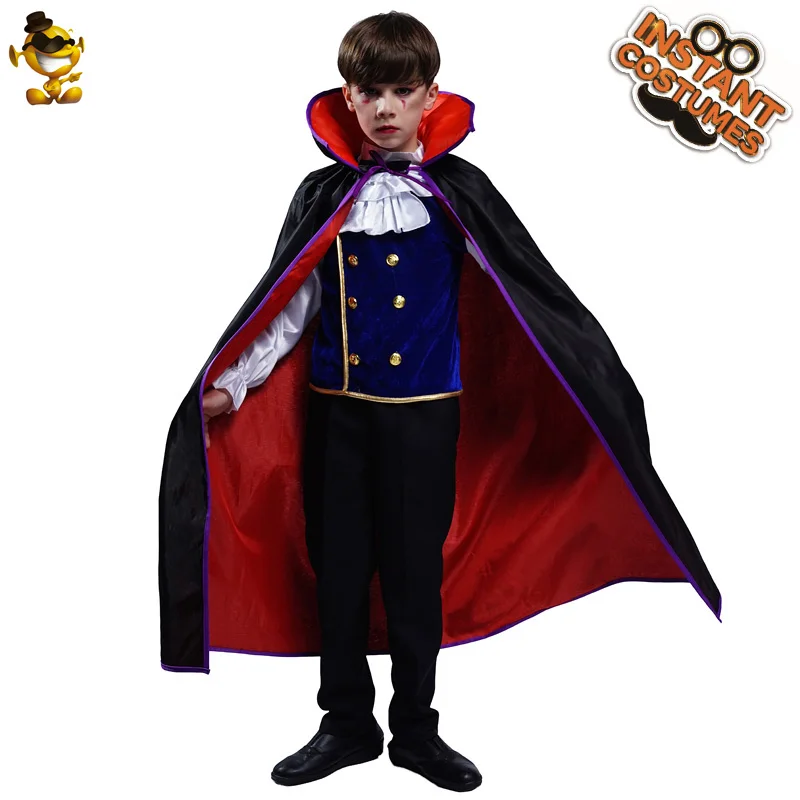 Boy's Vampire Costume for Kid Halloween Costumes Role Play Child Deluxe Vampire Suit Costume