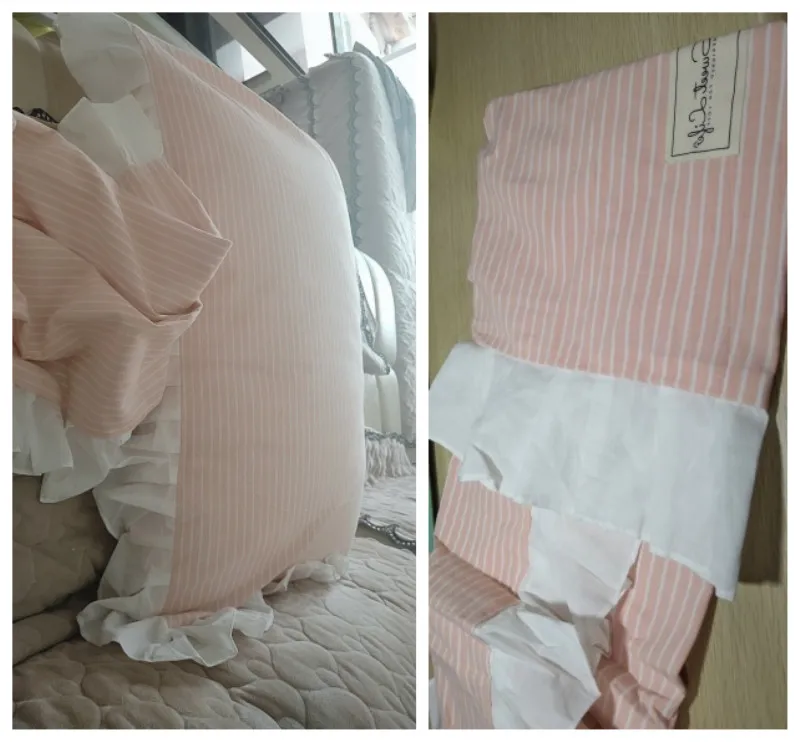 pink 2 шт. наволочка в полоску элегантная Подушка с оборками sham brief ручная работа наволочка для дома постельные принадлежности наволочки принцесса спальня распродажа - Цвет: pink