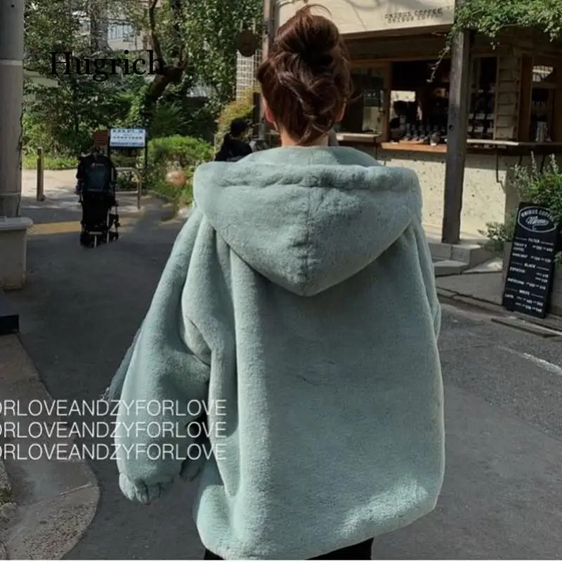 2020 Fashion Faux Fur Coat Winter Women Casual Hooded Slim Long Sleeve Winter Jacket Casaco Feminino