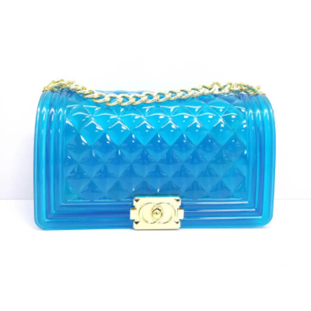 

authentic ladies jelly shoulder bag 2020 new color transparent small square bag Korean version of the personality wild girl