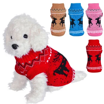 

Dog Clothes Autumn Winter Warm Sweater For Small Dogs Coat Knitting Elks Outfits Cloth Jersey Perro Chihuahua Pet Clothing