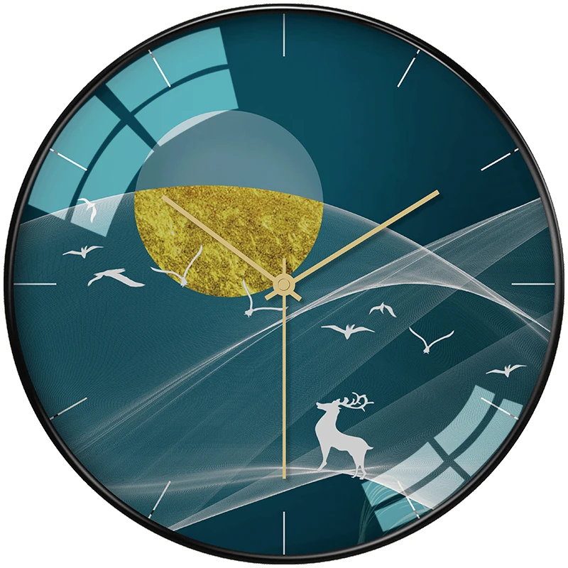 Affordable Wal Clockl Graceful Personality Elk Clock Decorate Clock green  