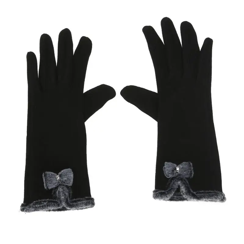 Women Femme Touch Screen Warm Glove Fashion Gants Mittens Sheep Wool Winter Female Women Glove Bowknot Wrist Soft Glove