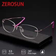 Zerosun Rimless Eyeglasses Frame Women 12g Light Flexible Glasses Woman's Spectacles for Prescription Lens Myopia/presbyopia