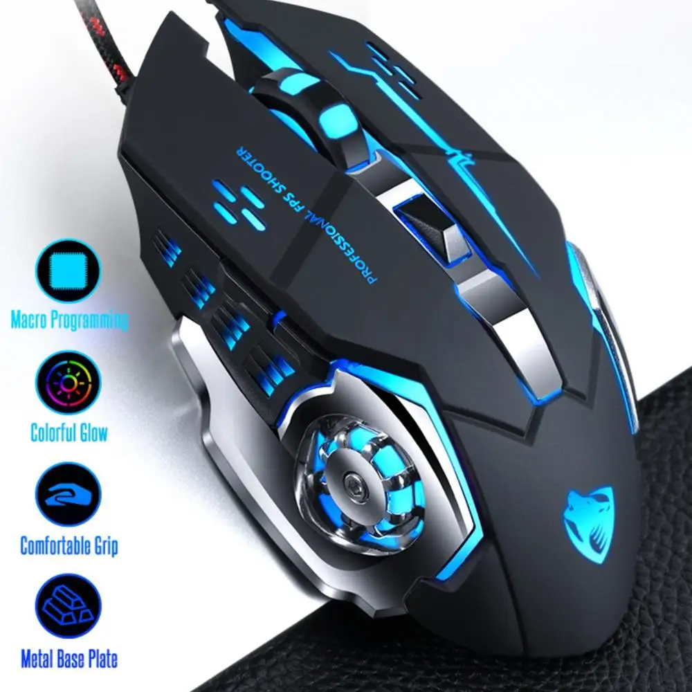 Ergonomic Wired Gaming Mouse 5500 DPI USB LED Mouse professional Gamer Mice Silent Backlight Mause For PC Laptop