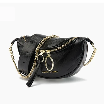 

Bag for women 2020 new designer luxury with wide shoulder sling crossbody strap quality leather chains small chest belt handbags