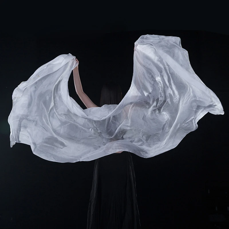 Cena 100% Silk Performance Dancewear Solid Color Light Texture welon szale kobiety szalik akcesoria do kostiumów welony do tańca brzucha 250cm