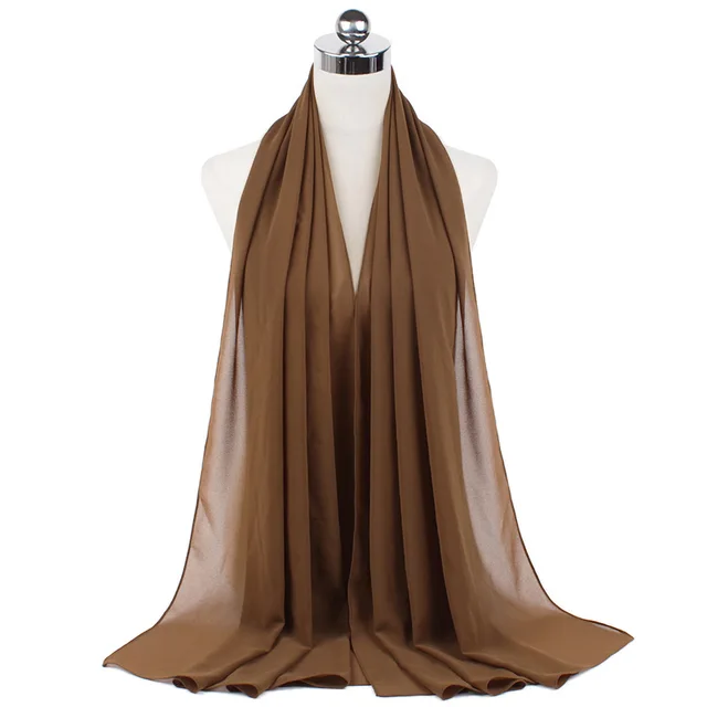 High Quality Good Stitching Stitch Plain Premium Heavy Chiffon Hijab Scarf Malaysian Women's Scarves Hijabs Long Shawl Shawls 23