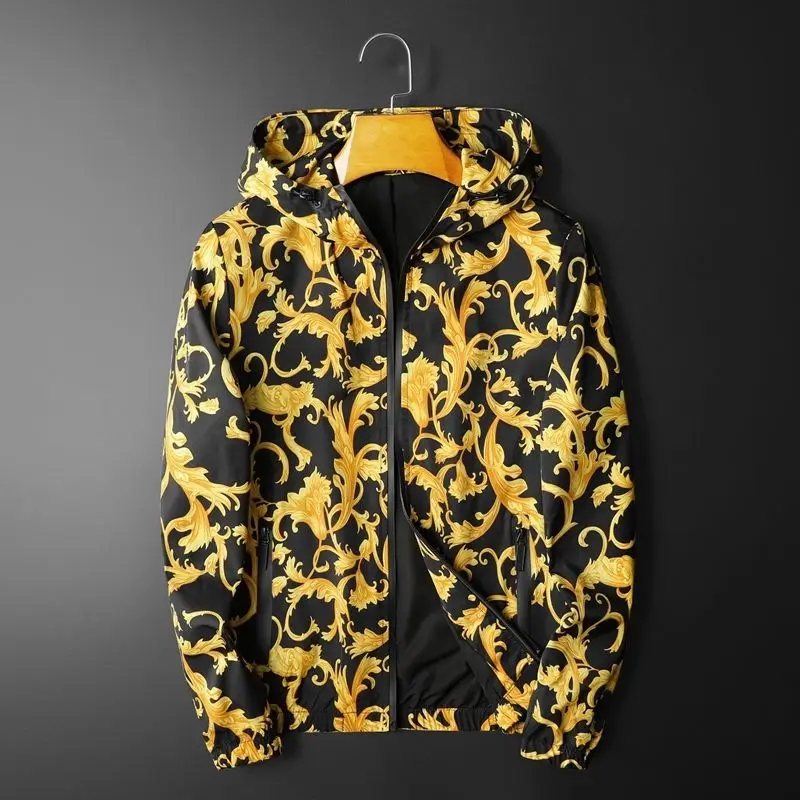 

Autumn Men's Jacket Printed Hooded Jacket Casual Fashion Light Luxury Slim Handsome Top