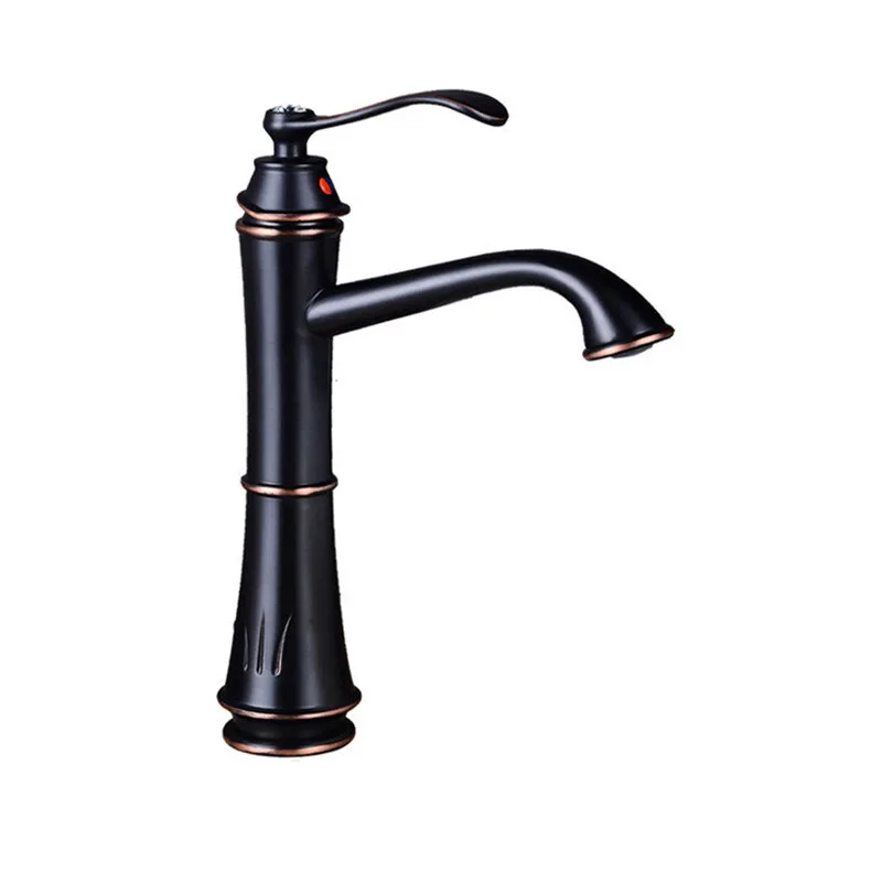 Bathroom Basin Faucets Black Oil Brushed Solid Brass Hot& Cold Sink Mixer Tap Single Handle Deck Mounted Free Shipping