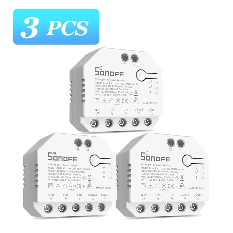 SONOFF DUAL R3 2 Gang Dual Relay Module DIY MINI Smart Switch Power Metering Control via eWeLink Alexa Google Smart Home 