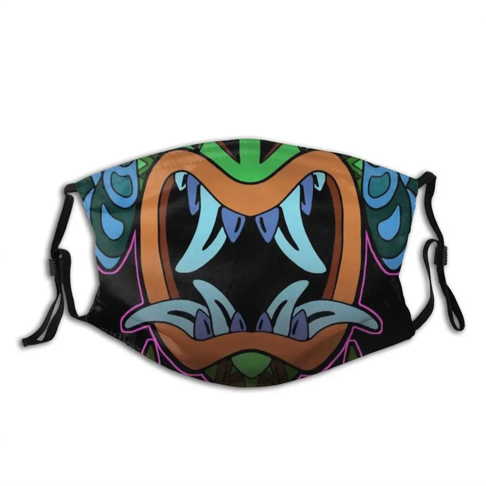 

Mighty Warrior Face Mask With Filter Teeth Tiki Horns Tribal