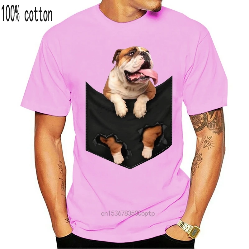 Men T Shirt English Bulldog Pocket Mid Women T-Shirt | Женская одежда