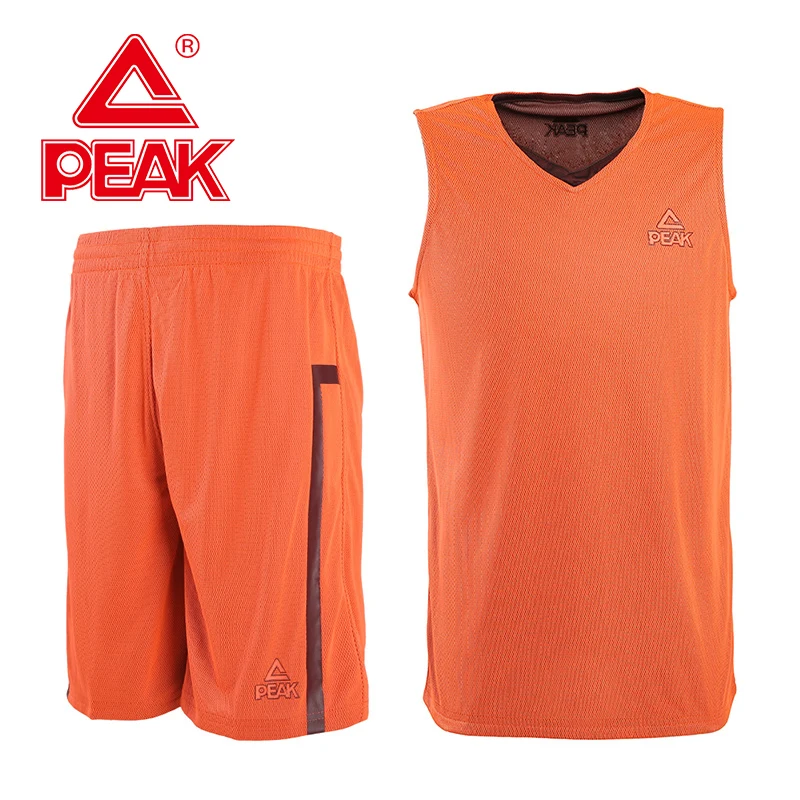 

Peak Basketball Competition Suits For Men 2 Pieces Polyester Breathable Vest top + Shorts Moisture Wicking Training Sports Suits