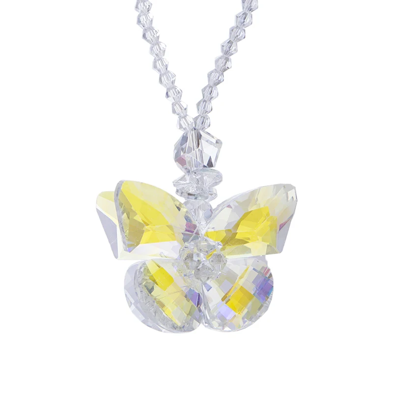 

H&D Handmade Double Sided Crystal Glass Butterfly Suncatcher Car Charm with Ball Chain for Rearview Mirror (AB Color Butterfly)