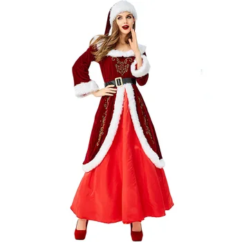 

New Santa Claus Costume Cosplay for women Christmas party Costume For adult Santa Claus Dress Suit Clothes