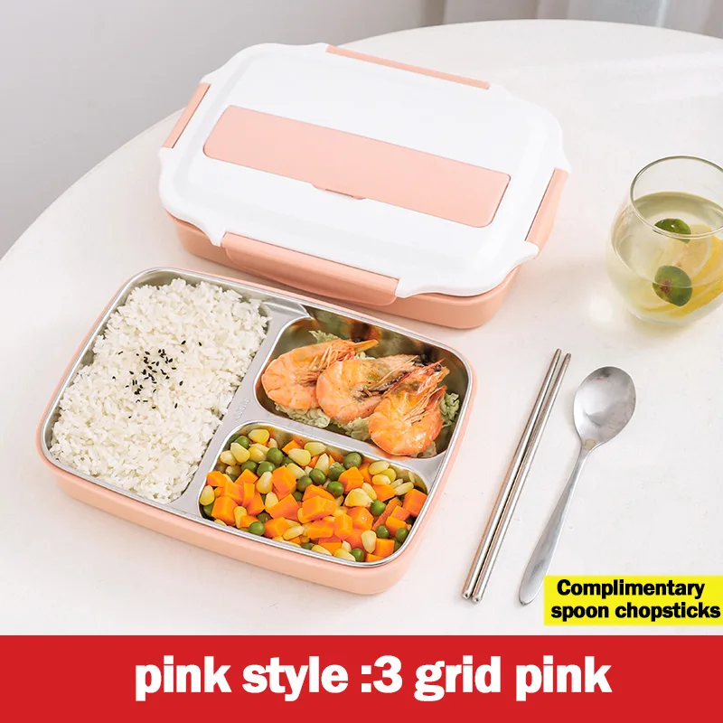 

Box Lunch Food Meal Storage Container Microwavable Plastic Microwave Reusable Stainless Steel PAK55