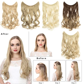 

Invisible Wire Hair Extensions 22'' 24'' Secret Headband No Clip Easy Invisible Wire Hair Pieces for Women Straight Curly Wavy