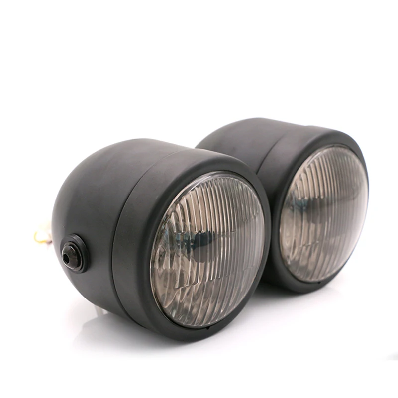 Модная мотоциклетная Ретро черная двойная фара DC 12V мотоцикл ремонт головной лампы Универсальный 55W фара для скутера фара двигателя