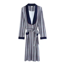 Весенне-осенний полосатый халат, Мужской Хлопковый топ для сна, кимоно, Халаты для мужчин, длинный банный халат, халат для невесты, халат, 3XL