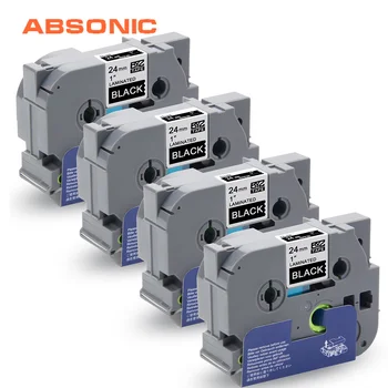 

Absonic 4PCS TZe-355 TZ-355 White on Black Label Ribbon for Brother TZe Standard Adhesive Tapes P-touch PT-D600 PT-P700 Printer