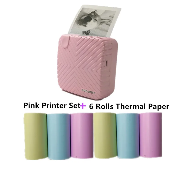 New Arrival P6 mini thermal bluetooth photo printer for mobile 6 rolls color paper