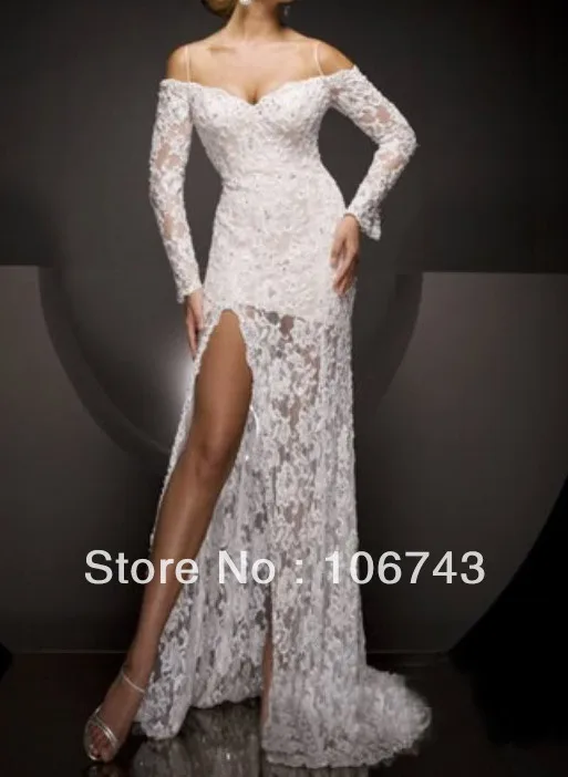 Gratis verzending 2018 mode nieuwe Sexy bruiden meid bruiloften lace prom witte lange mouwen avondjurk moeder van de bruid jurken Gratis verzending 2018 mode nieuwe Sexy bruiden meid bruiloften lace prom witte lange mouwen avondjurk moeder van de bruid jurken